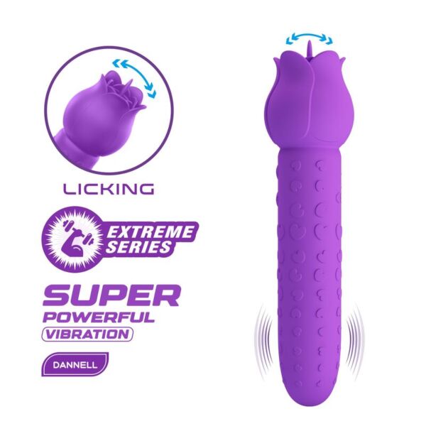 Vibromasseur clitoridien Pretty Love Dannell de couleur violette, avec sa tête en forme de fleur