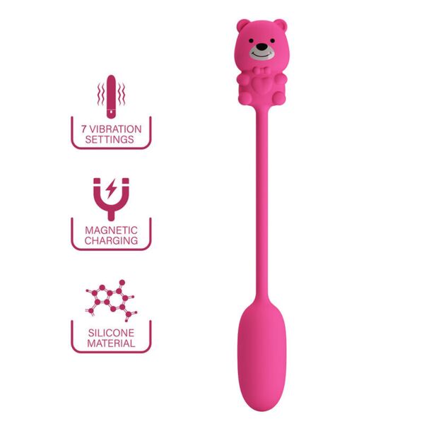 Œuf vibrant Pretty Love Olson rose, avec sa télécommande filaire en forme d'ours
