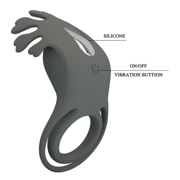Anneau pénien Pretty Love Master Ring noir, avec son stimulateur supérieur à picots souples