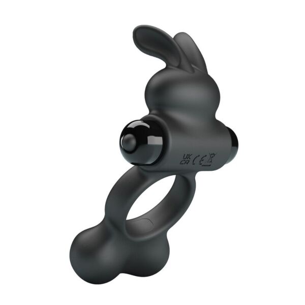 Anneau vibrant Pretty Love avec lapin, coloris noir