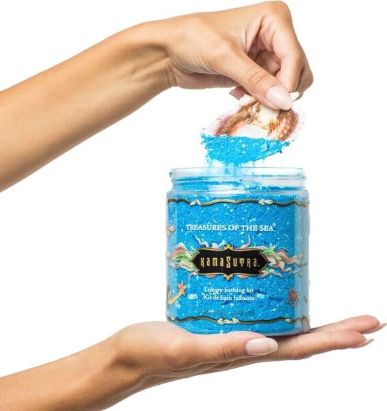 Pot de sels de bain Kama Sutra Treasures of the Sea avec son coquillage pour servir