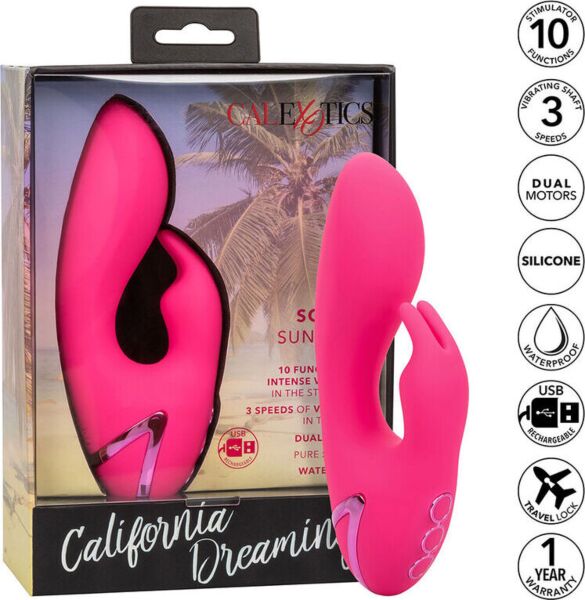 Vibromasseur rabbit CalExotics So. Cal Sunshine, de la collection California Dreaming, de couleur rose
