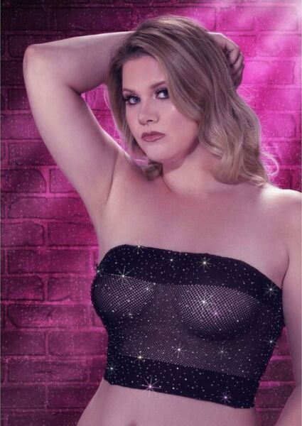 Top bandeau noir Radiance grande taille de CalExotics, avec strass