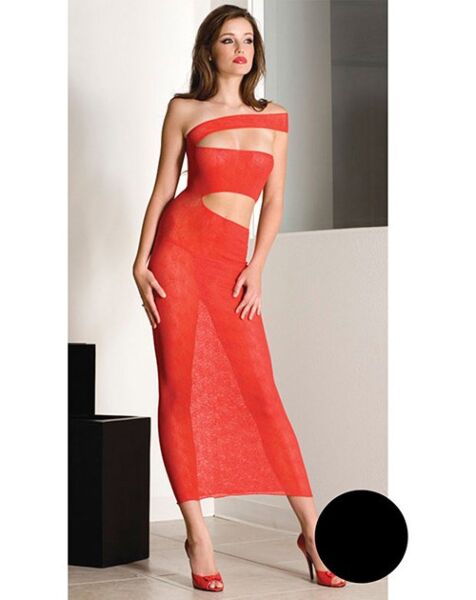 Robe longue Music Legs noire avec décolleté