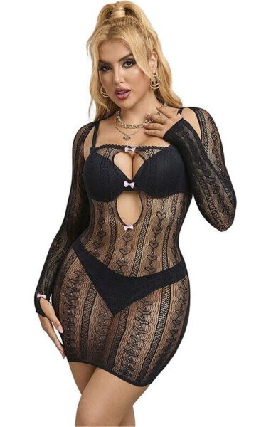 Robe résille Subblime à manches longues et à coupe courte