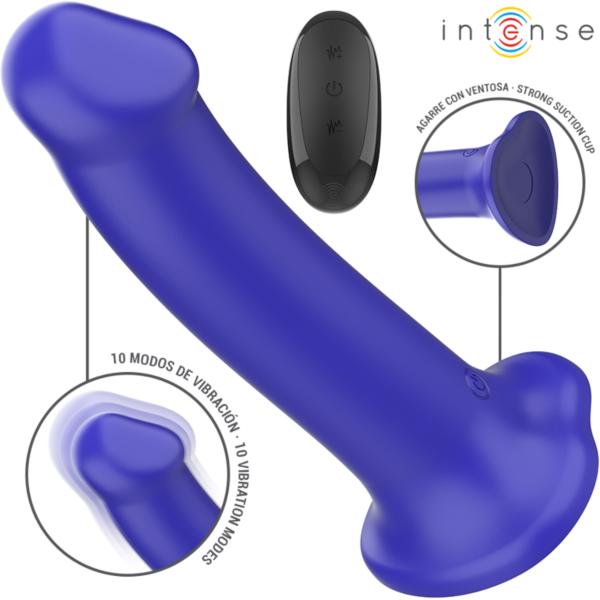 Vibromasseur Intense Victoria bleu foncé avec base à ventouse