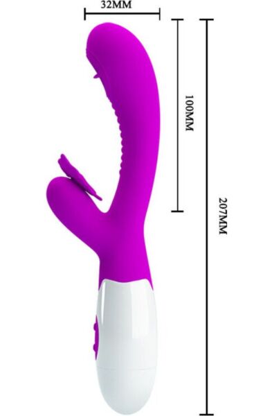 Vibromasseur rabbit Pretty Love BI-014943, avec sa tête et son stimulateur clitoridien en forme de papillon