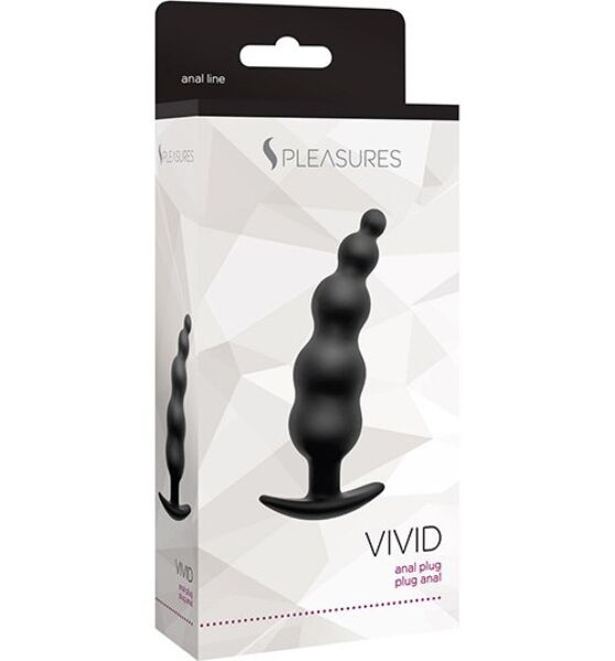 Plug anal S Pleasures Vivid noir, avec boules graduelles et base formant butée