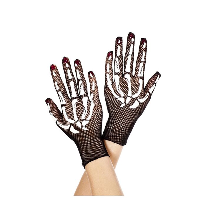 GUANTES NEGRO CON DIB ESQUELETO
