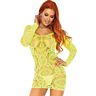 Mini robe sexy Leg Avenue en dentelle néon à manches longues