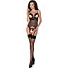 Corset en résille Passion Diabolina avec jarretelles et string