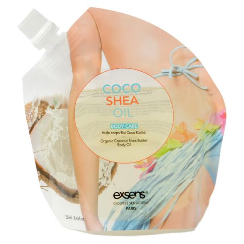 Huile de Massage Exsens Coco Shea Butter 250 ml - Parfum doux de coco