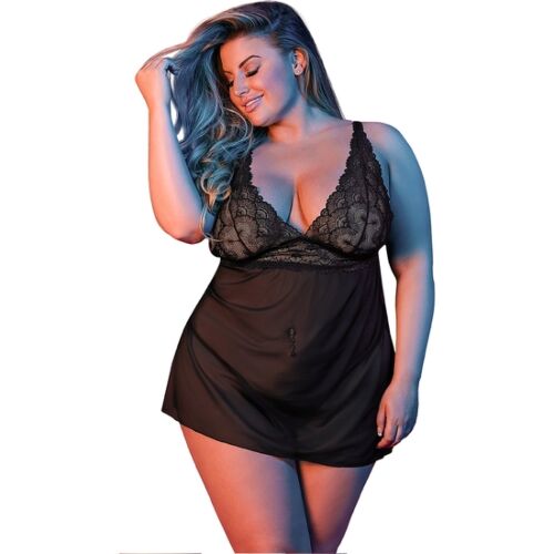 Ensemble BABY DOLL & G-SET en dentelle et tissu élastique