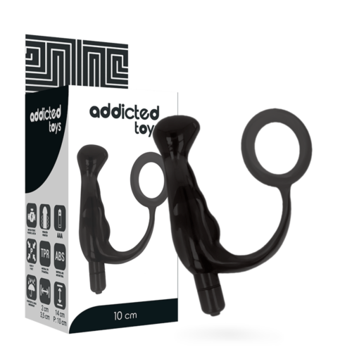 Vibrateur Addicted Toys Tico Noir 10 cm avec anneau flexible