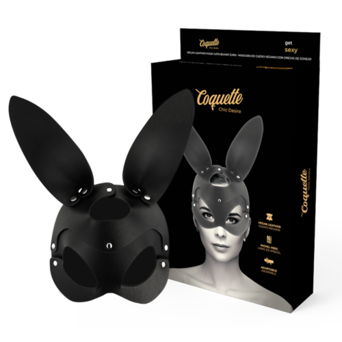 Masque en cuir vegan Coquette Chic Desire avec oreilles de lapin