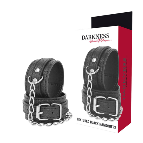 Menottes DARKNESS en cuir texturé noir