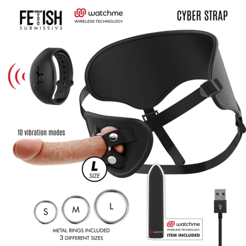 Arnés FETISH SUBMISSIVE Cyber Strap avec Dildo et Télécommande