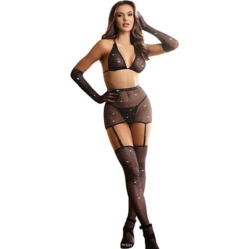 Bodystocking Sublime avec guants et diamants