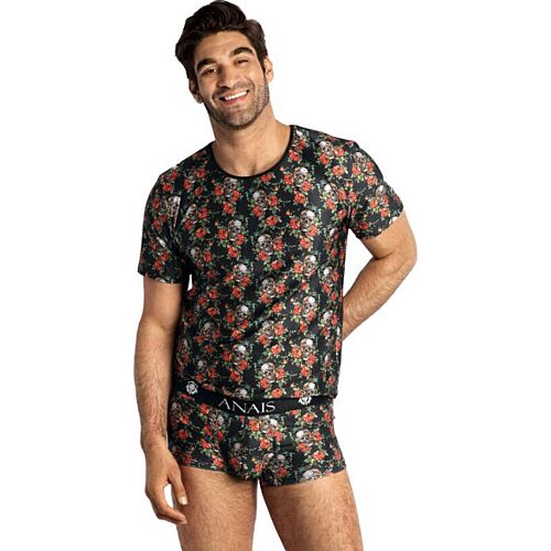 Camiseta ANAIS MEN POWER avec imprimé de roses et de têtes de mort
