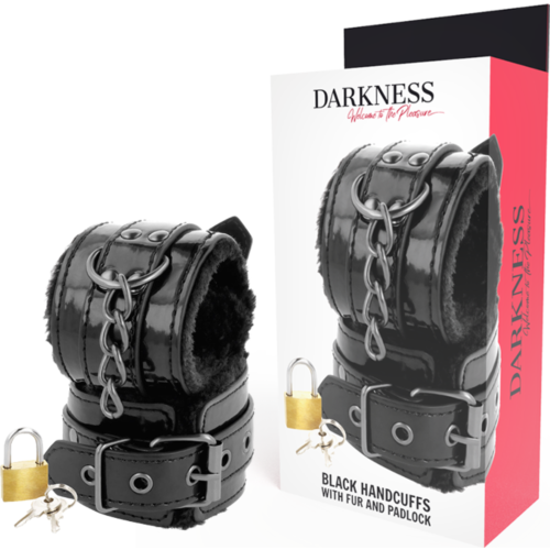 Menottes DARKNESS ajustables en PVC leather avec cadenas
