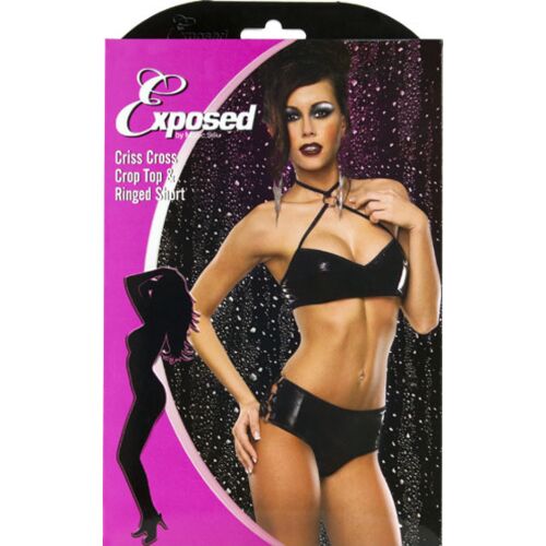 Lingerie Exposed Liquid Onyx Crop Top & Boy Short