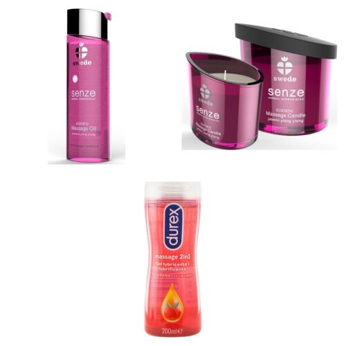 Coffret de massage érotique avec huile, bougie et gel 2 en 1