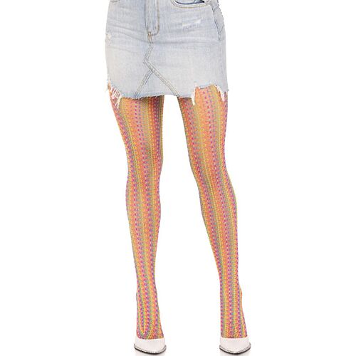 Medias Leg Avenue Multicolor - Crochet arc-en-ciel