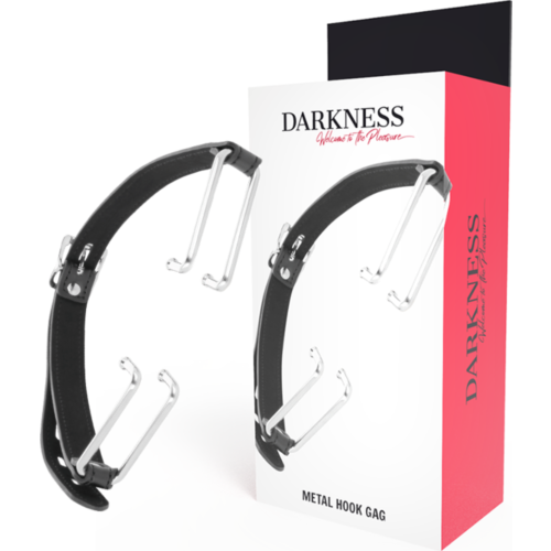 Mordaza BDSM Darkness con ganchos para juegos traviesos