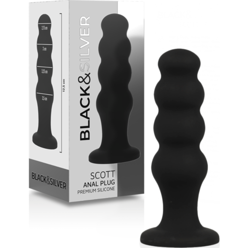Plug anal BLACK&SILVER Scott en silicone velours