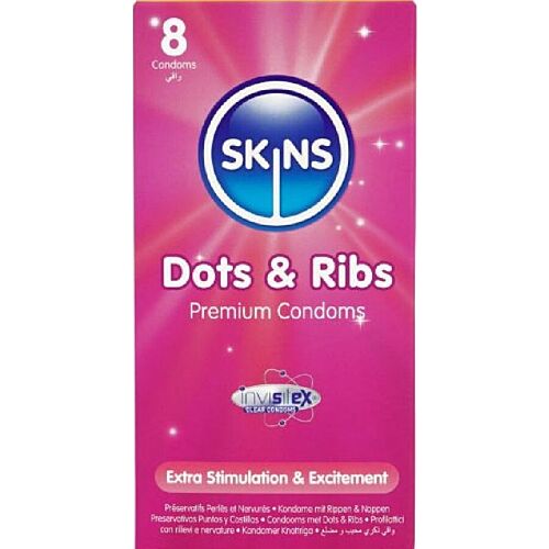Préservatifs Skins Dots & Ribs Pack 8 pour un plaisir partagé