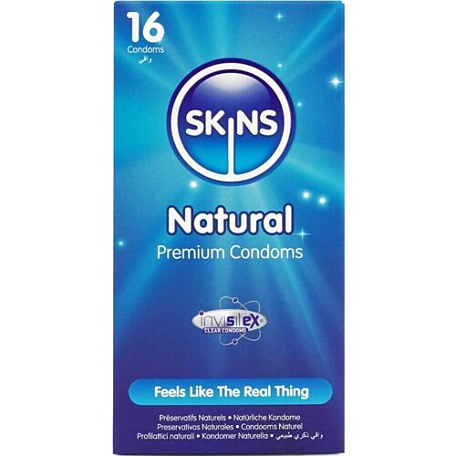 Préservatifs Skins Natural 16-Pack avec sensation de seconde peau