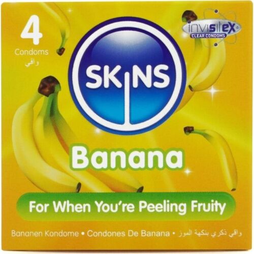 Préservatifs SKINS Pack de 4 au goût de banane