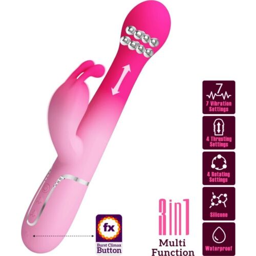 Vibrateur Rabbit Pretty Love Dejon 3 en 1 avec boutons