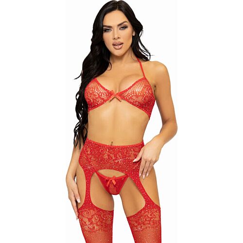 Ensemble lingerie Leg Avenue - Soutien-gorge, tanga et bas