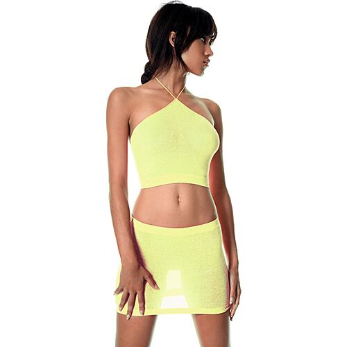 Falda Music Legs TOP Y FALDA LUREX AMARILLO NEON
