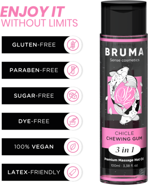 Aceite de Masaje BRUMA Calor Sabor Chicle 100ml Aceite de Masaje BRUMA Calor Sabor Chicle 100ml