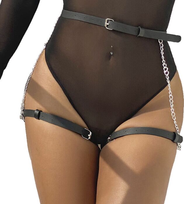 Arnés Cinturón Cuero Negro SUBBLIME - Seducción Total