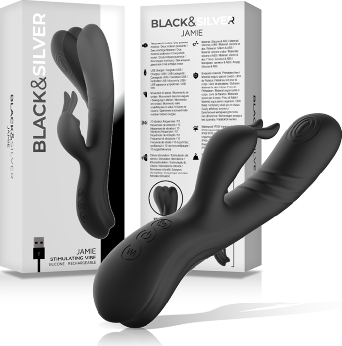 Vibrateur Rabbit BLACK&SILVER Jamie | Double stimulation