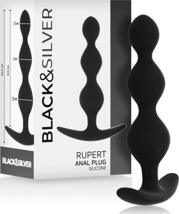 Chaîne de 5 perles anales BLACK&SILVER Rupert Chaîne de 5 perles anales BLACK&SILVER Rupert