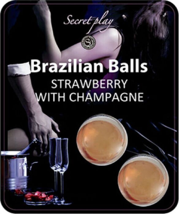 Bolas Brazilian Balls SECRETPLAY avec lubrifiant fraise et cava Bolas Brazilian Balls SECRETPLAY avec lubrifiant fraise et cava