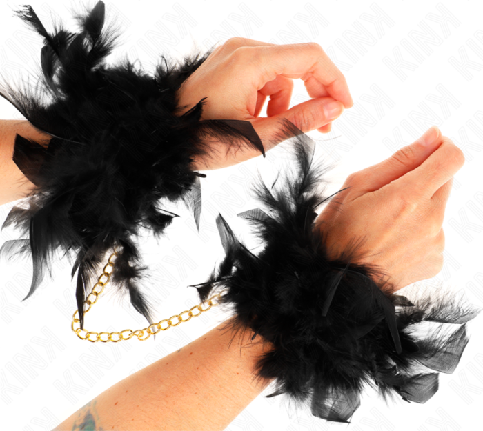 Esposas de Plumas KINK Modelo 1 con Cadena Dorada Esposas de Plumas KINK Modelo 1 con Cadena Dorada
