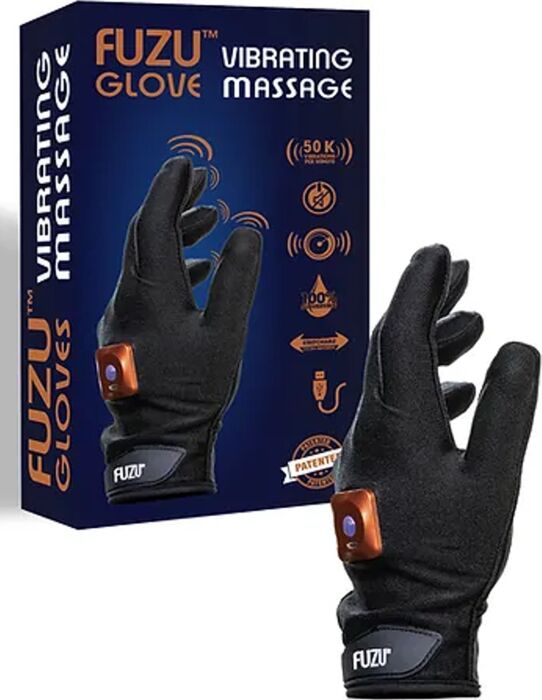 FUZU VIBRATING MASSAGE GLOVE LEFT HAND MEDIUM - BLACK
