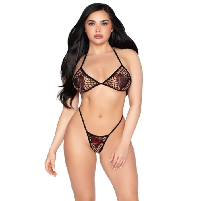 LEG AVENUE - 86147 FISHNET BRA TOP AND G-STRING PANTY BLACK - ONE SIZE LEG AVENUE - 86147 FISHNET BRA TOP AND G-STRING PANTY BLACK - ONE SIZE