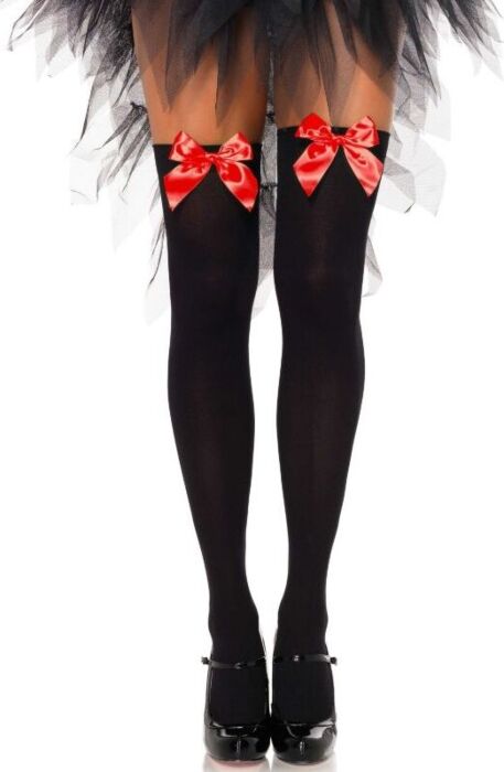 Leg avenue medias opacas negro con lazo rojo Leg avenue medias opacas negro con lazo rojo