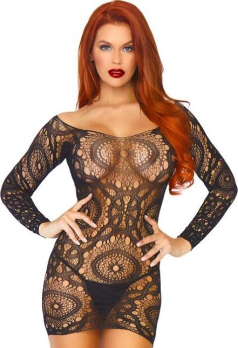 Mini robe Leg Avenue en dentelle à manches longues