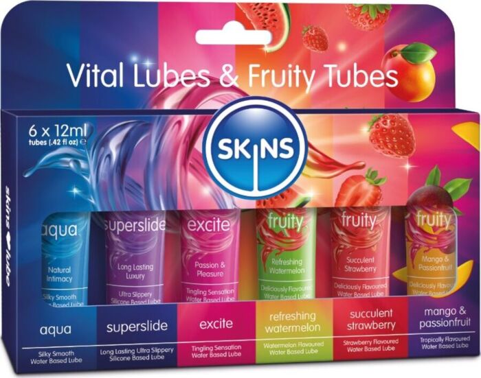Lubricantes SKINS Vital & Fruity Kit 6x12ml Lubricantes SKINS Vital & Fruity Kit 6x12ml