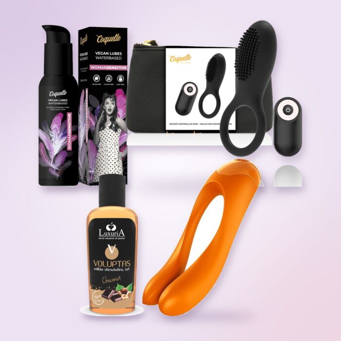 Coffret premium pour couples avec anneau vibrant et vibromasseur de doigt Coffret premium pour couples avec anneau vibrant et vibromasseur de doigt