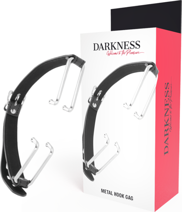 Mordaza BDSM Darkness con ganchos para juegos traviesos