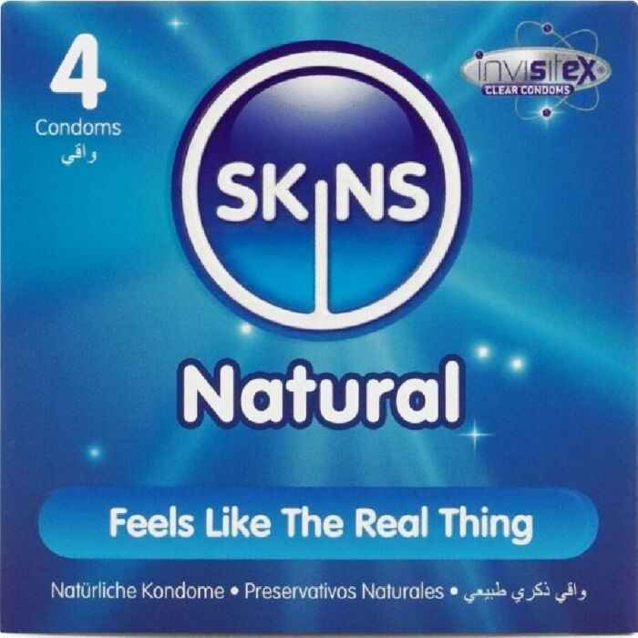 Preservativos Skins Natural 4 Pack - Sensación Ultrafina Preservativos Skins Natural 4 Pack - Sensación Ultrafina
