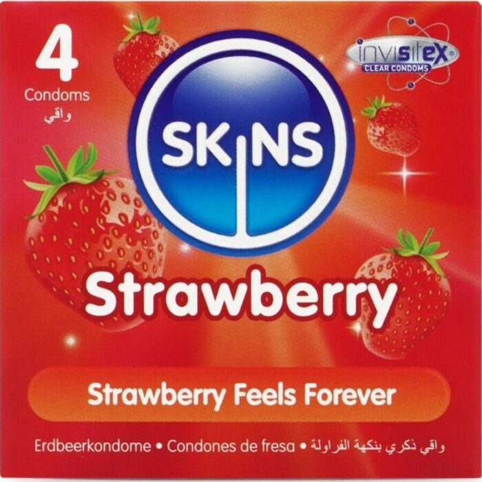 Preservativos Skins Sabor Fresa - Pack 4 Ultra Finos